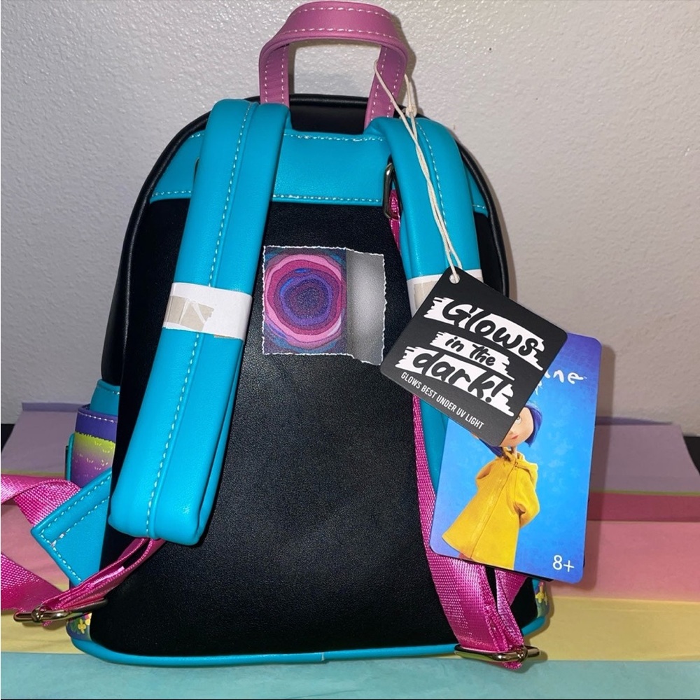 Loungefly Laika Coraline GITD Pink Palace House Mini Backpack and Wallet Set - Picture 8 of 16